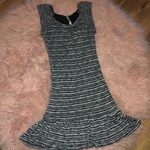 Black and white knit sweater dress